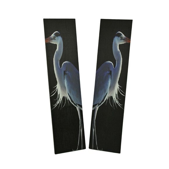 42 in. Twin Herons Black and White Canvas Print Set - Picture 1 of 3